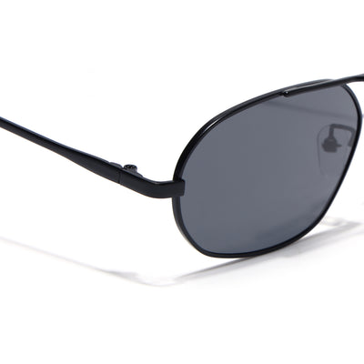 Eyejack Black Rectangle Sunglasses for Men & Women (5116CL2571)