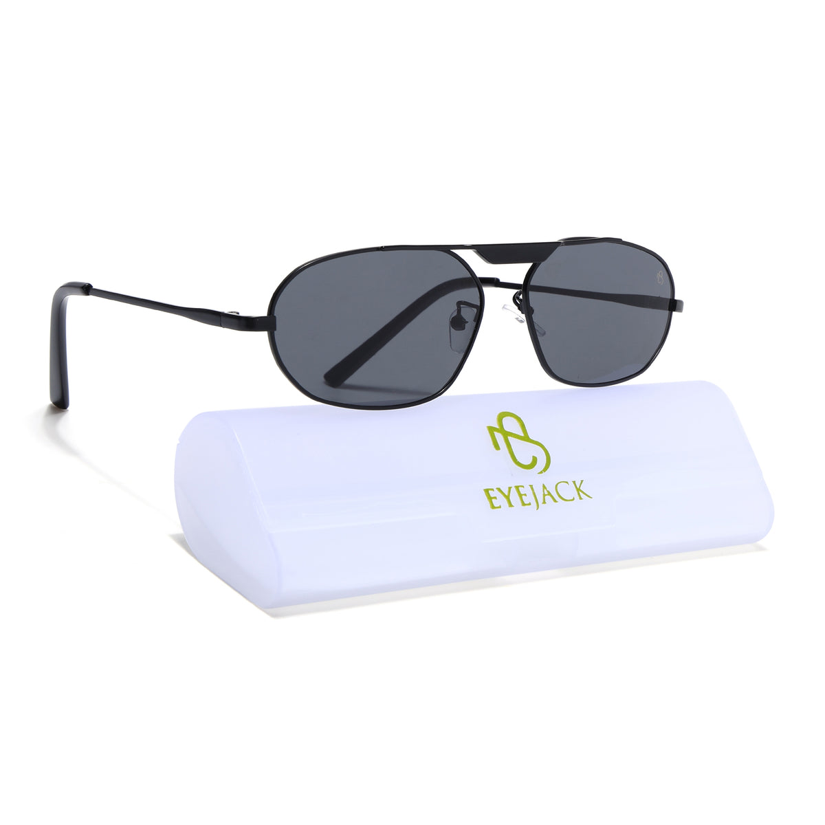 Eyejack Black Rectangle Sunglasses for Men & Women (5116CL2571)