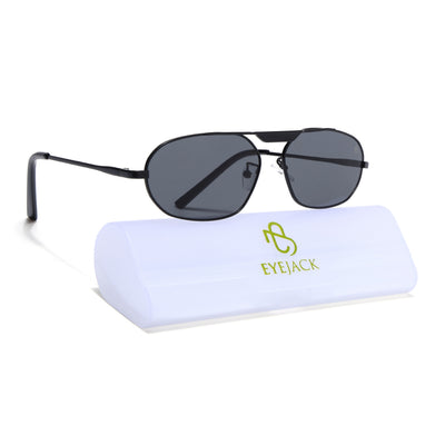 Eyejack Black Rectangle Sunglasses for Men & Women (5116CL2571)