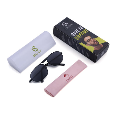 Eyejack Black Rectangle Sunglasses for Men & Women (5116CL2571)