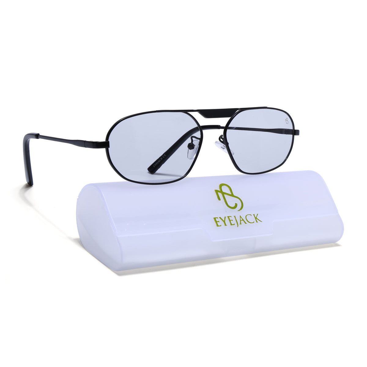 Eyejack Black Rectangle Sunglasses for Men & Women (5116CL2572)
