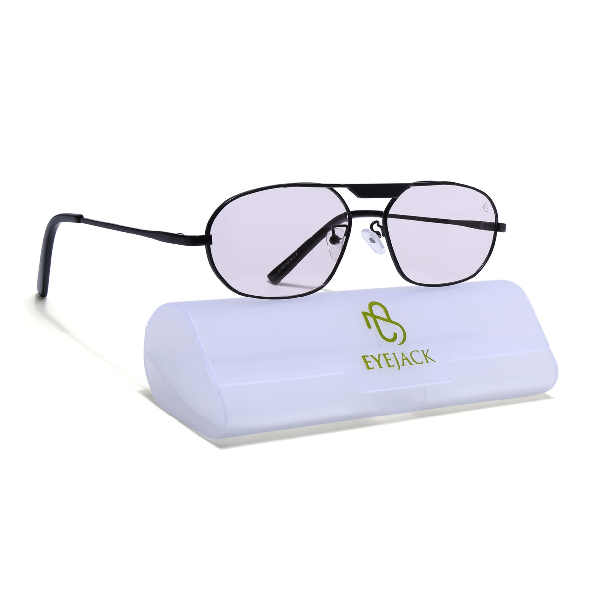 Eyejack Black Rectangle Sunglasses for Men & Women (5116CL2573)