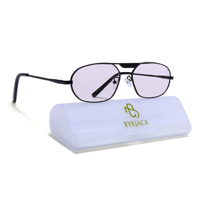 Eyejack Black Rectangle Sunglasses for Men & Women (5116CL2573)