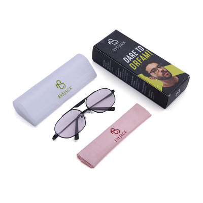 Eyejack Black Rectangle Sunglasses for Men & Women (5116CL2573)