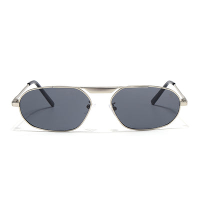 Eyejack Silver Rectangle Sunglasses for Men & Women (5116CL2574)