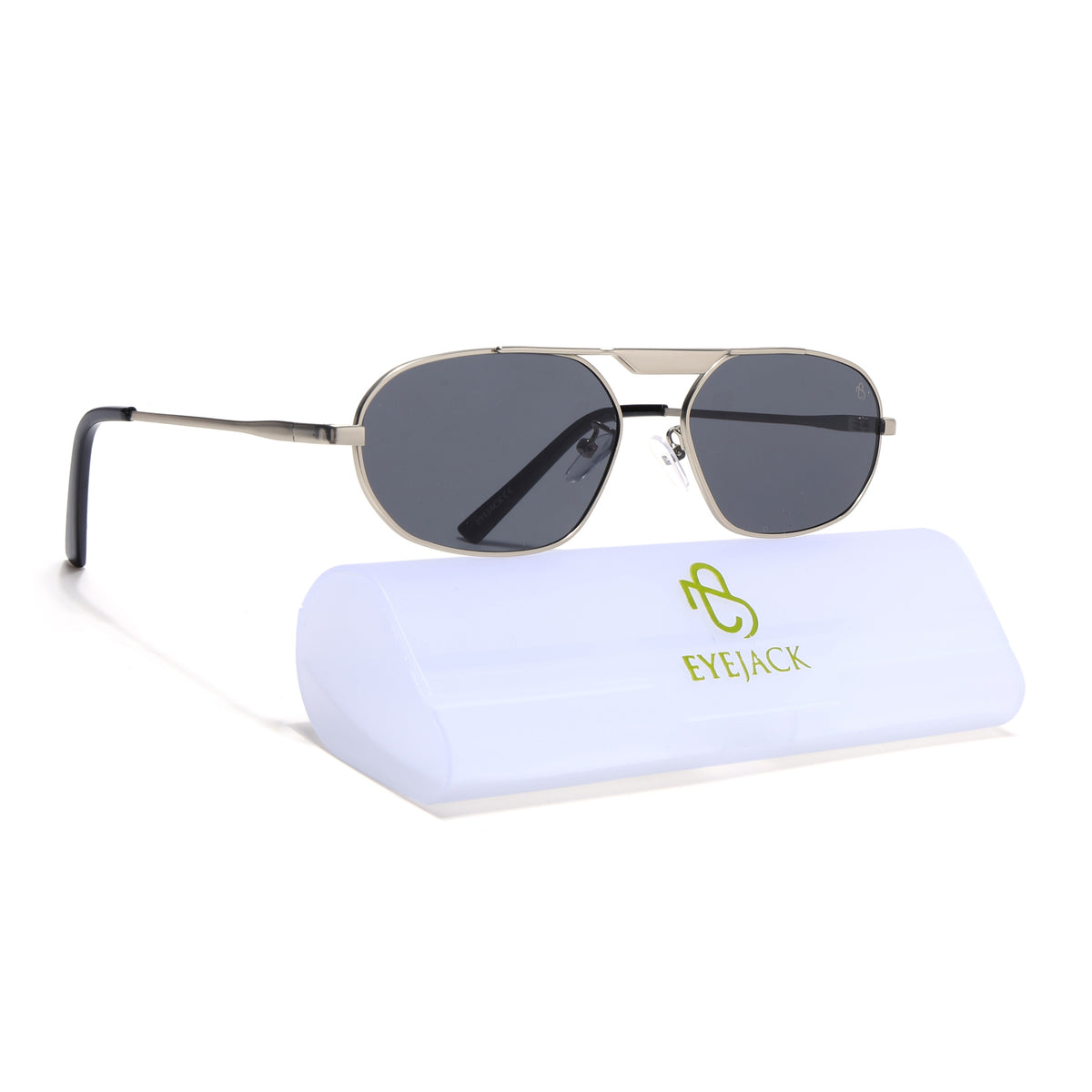 Eyejack Silver Rectangle Sunglasses for Men & Women (5116CL2574)