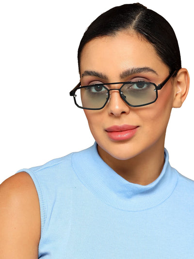 Eagle - Black Rectangle Sunglasses I Blue Tinted Lenses (5229CL856)