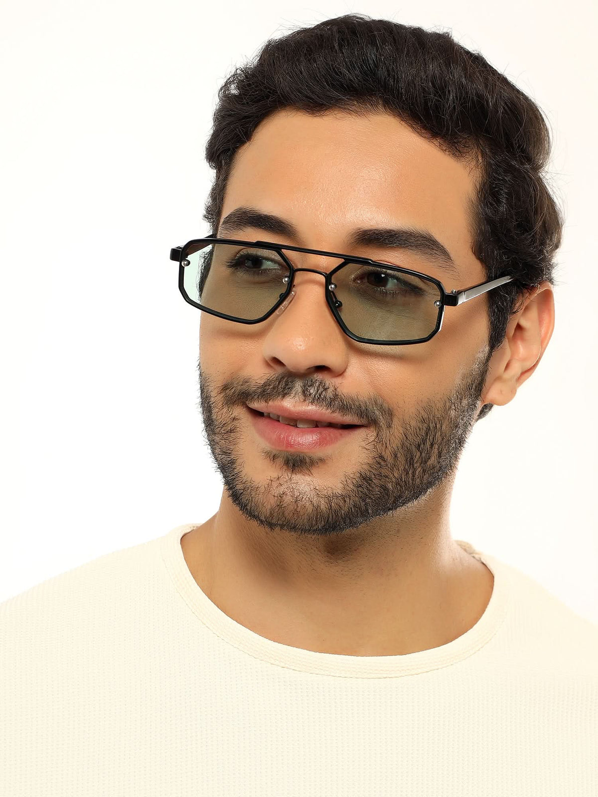Eagle - Black Rectangle Sunglasses I Blue Tinted Lenses (5229CL856)