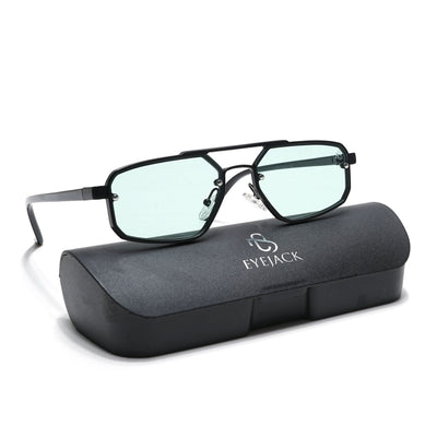Eagle - Black Rectangle Sunglasses I Blue Tinted Lenses (5229CL856)
