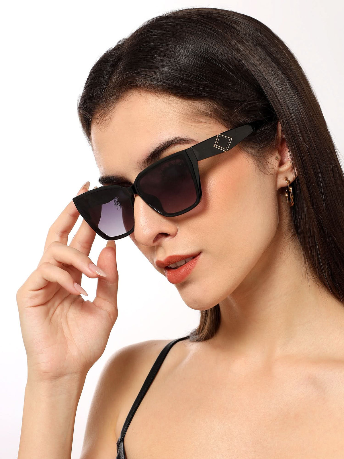 Eyejack Shine Black Cateye Sunglasses for Women (5447CL1196)
