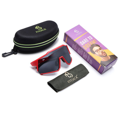 Eyejack Red Wrap Around Sunglasses for Men & Women (5542CL1295)