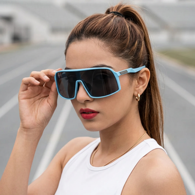 Eyejack Blue Wrap Around Sunglasses for Men & Women (5606CL1299)