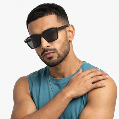Eyejack Black Square Sunglasses for Men & Women (5668CL1044)
