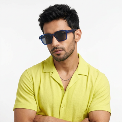 Eyejack Blue Square Sunglasses for Men & Women (5668CL1045)