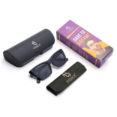 Eyejack Cateye Sunglasses for Women (Black Lens | Black Frame - 58017CL542-C1)