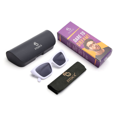 Eyejack Cateye Sunglasses for Women (Black Lens | White Frame - 58017CL543-C2)