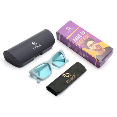 Eyejack Cateye Sunglasses for Women (Green Lens | Matt Green Frame - 58017CL545-C4)