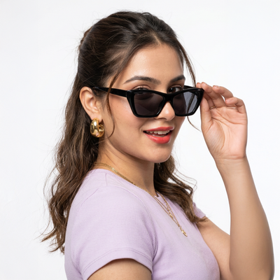 Eyejack Cateye Sunglasses for Women (Black Lens | Black Frame - 58017CL542-C1)