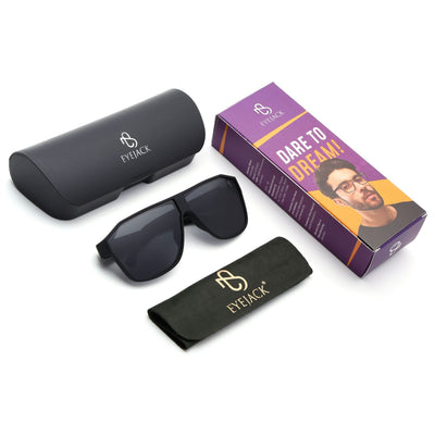 Eyejack Black Wayfarer Polarized Sunglasses for Men & Women (6023PCL1244)