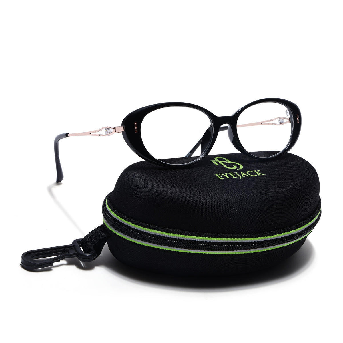Eyejack Black Oval Eyeglasses for Women (6187FCL2590)