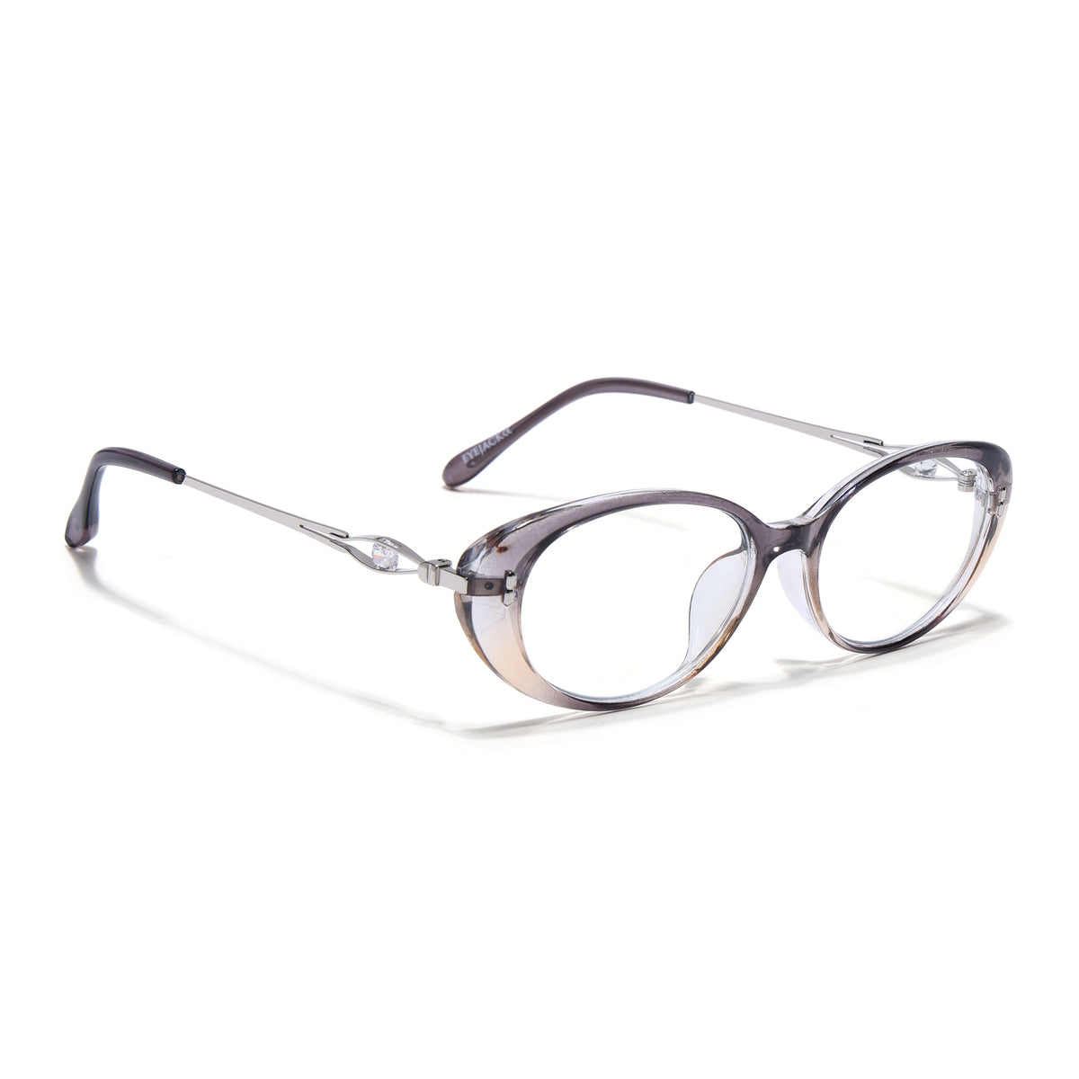 Eyejack Grey Oval Eyeglasses for Women (6187FCL2591)