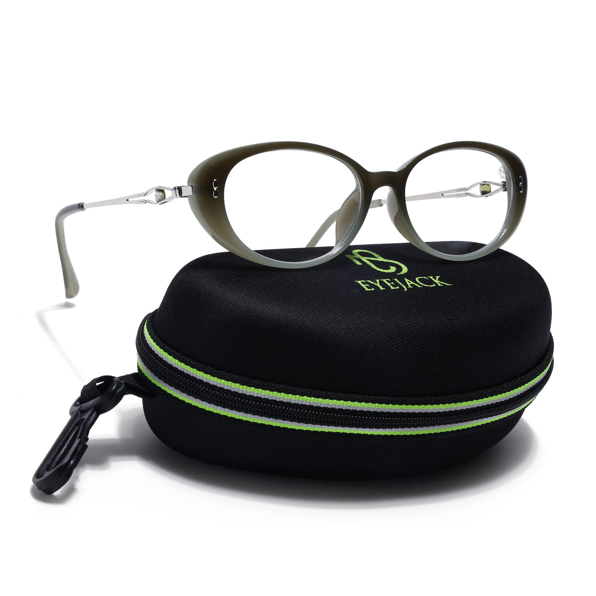 Eyejack Green Oval Eyeglasses for Women (6187FCL2593)