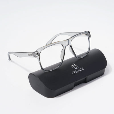 EyeJack Bell Bottom Shine Grey Square Eyeglasses for Men & Women (62201CL363-C5)
