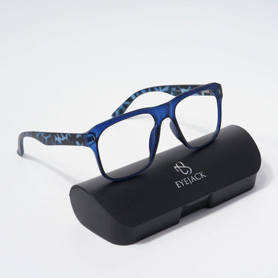 EyeJack Bell Bottom Matt Blue Square Eyeglasses for Men & Women (62201CL365-C7)