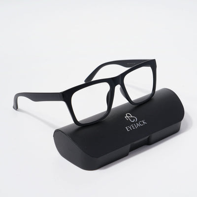 EyeJack Bell Bottom Matt Black Square Eyeglasses for Men & Women (62202CL368-C1)