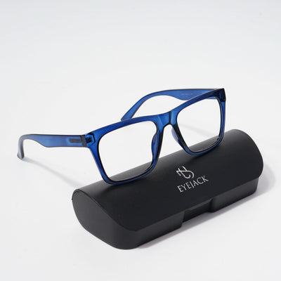 EyeJack Bell Bottom Shine Blue Square Eyeglasses for Men & Women (62202CL375-C8)