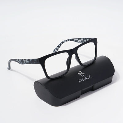 EyeJack Bell Bottom Matt Black Square Eyeglasses for Men & Women (62202CL450-C10)