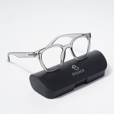 EyeJack Bell Bottom Shine Grey Square Eyeglasses for Men & Women (62205CL399-C5)