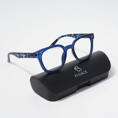EyeJack Bell Bottom Matt Blue Square Eyeglasses for Men & Women (62205CL401-C7)