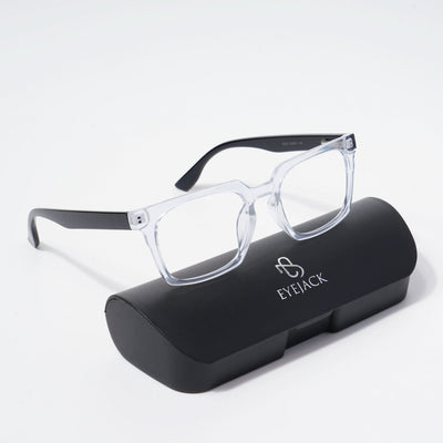 EyeJack Bell Bottom Transparent Rectangle Eyeglasses for Men & Women (62207CL415-C3)