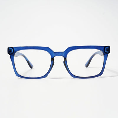EyeJack Bell Bottom Shine Blue Rectangle Eyeglasses for Men & Women (62207CL420-C8)