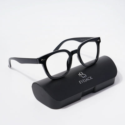 EyeJack Bell Bottom Shine Black Square Eyeglasses for Men & Women (62208CL423-C2)