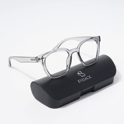 EyeJack Bell Bottom Shine Grey Square Eyeglasses for Men & Women (62208CL426-C5)