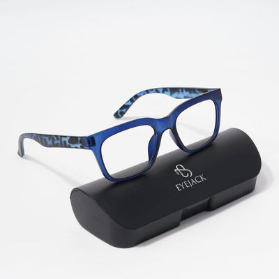 EyeJack Bell Bottom Matt Blue Rectangle Eyeglasses for Men & Women (62209CL437-C7)