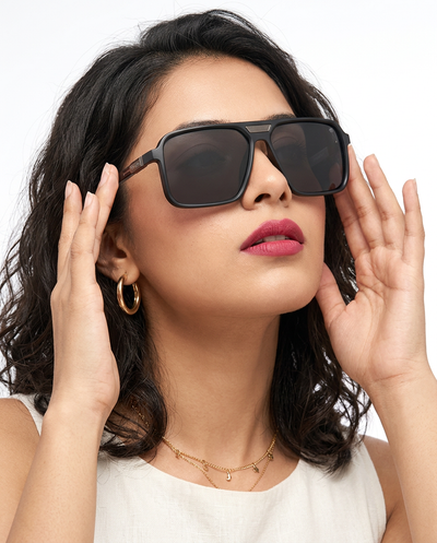 Eyejack Matt Black Square Polarized Sunglasses for Men & Women (6227PCL1116)