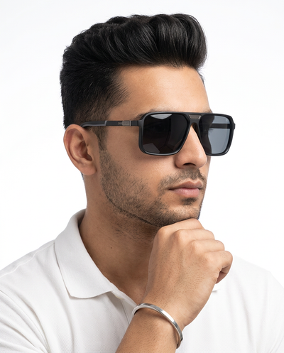 Eyejack Matt Black Square Polarized Sunglasses for Men & Women (6227PCL1116)
