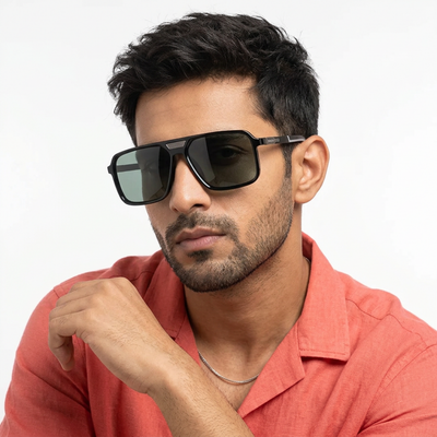 Eyejack Shine Black Square Polarized Sunglasses for Men & Women (6227PCL1117)