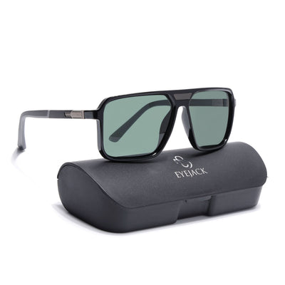 Eyejack Shine Black Square Polarized Sunglasses for Men & Women (6227PCL1117)