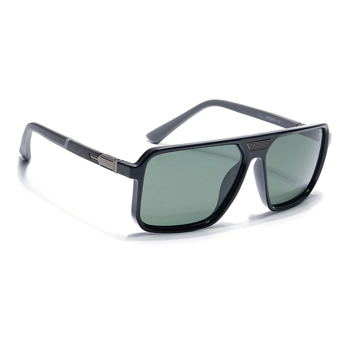 Eyejack Shine Black Square Polarized Sunglasses for Men & Women (6227PCL1117)