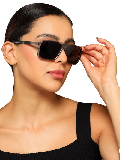 Eyejack Grey Square Polarized Sunglasses for Men & Women (6227PCL1118)