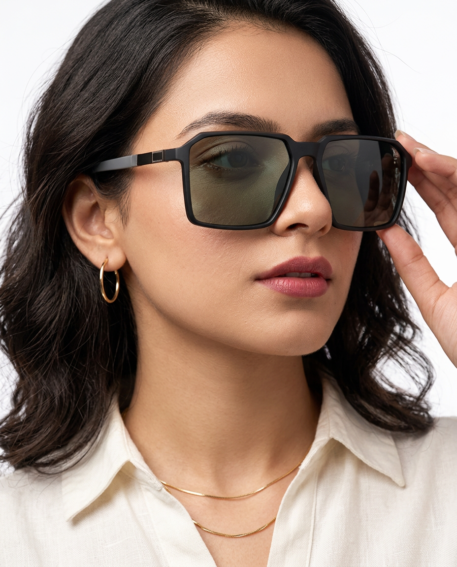 Eyejack Black Square Polarized Sunglasses for Men & Women (6229PCL1122)