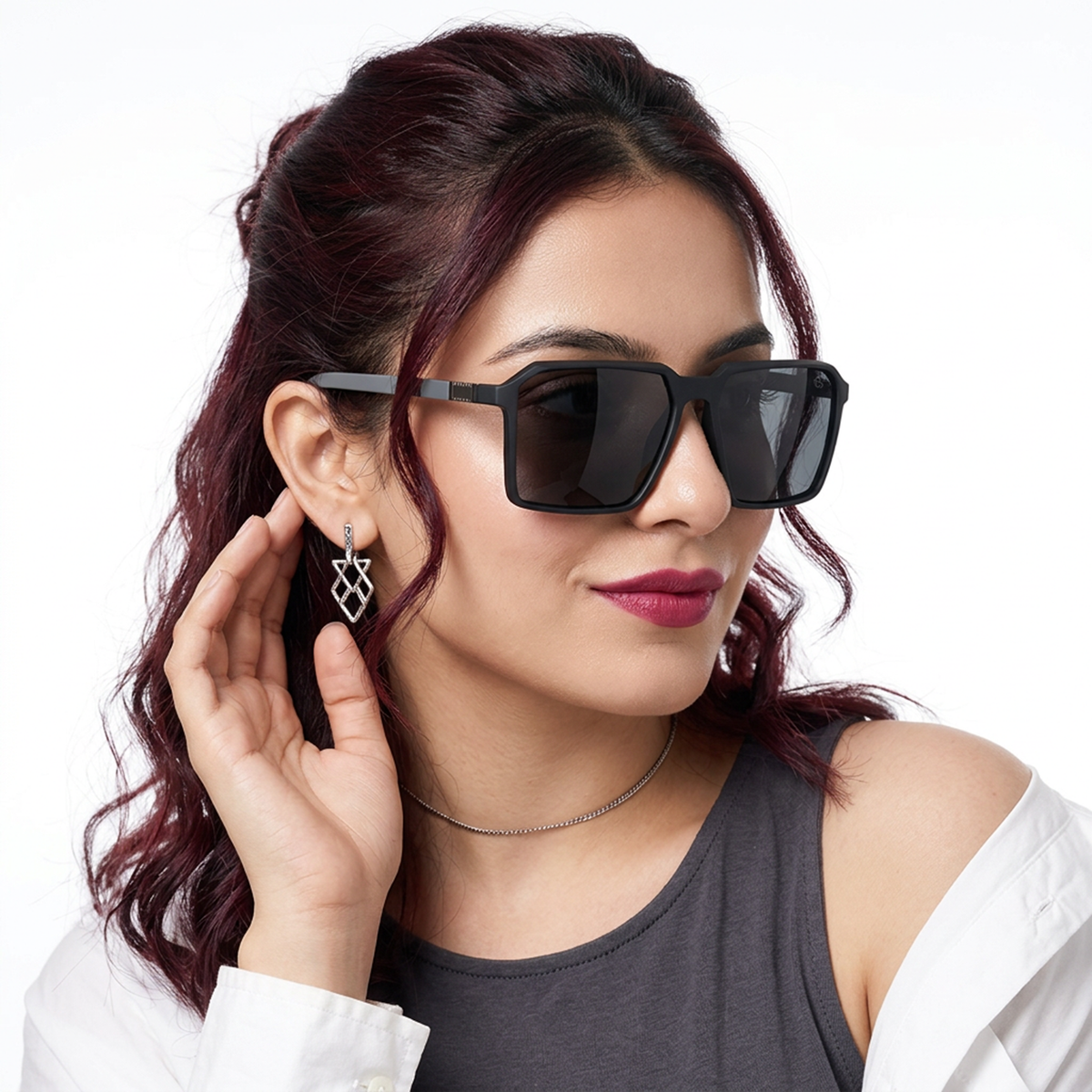 Eyejack Black Square Polarized Sunglasses for Men & Women (6229PCL1121)
