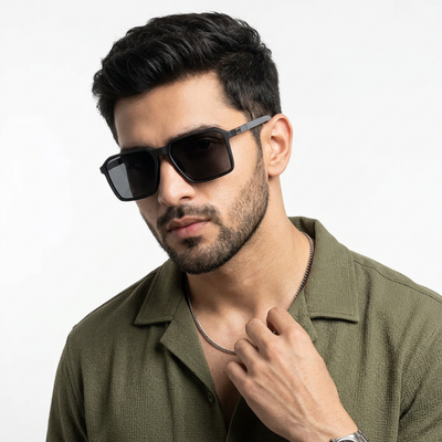 Eyejack Black Square Polarized Sunglasses for Men & Women (6229PCL1121)