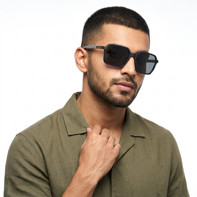 Eyejack Black Square Polarized Sunglasses for Men & Women (6231PCL1126)