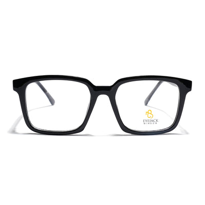 Eyejack Shine Black Rectangle Eyeglasses for Men & Women (668801FCL2316)