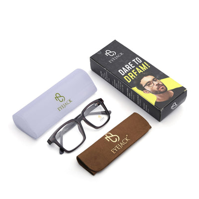 Eyejack Grey Rectangle Eyeglasses for Men & Women (668801FCL2320)